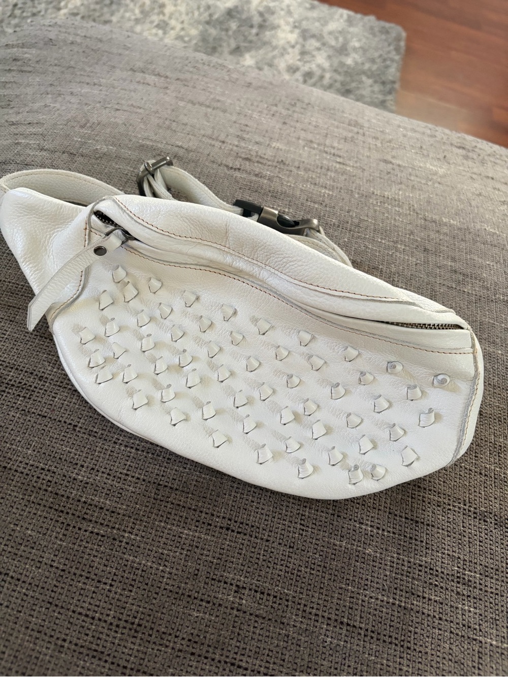 Latico Hayes White Leather Studded Waist Bag Fanny Pack